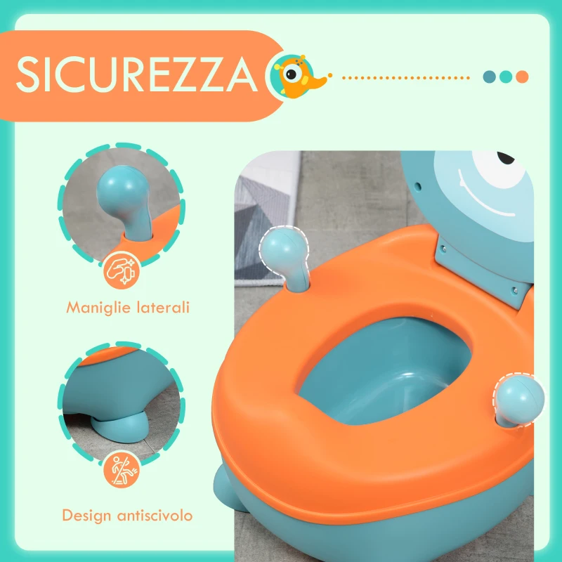 ZONEKIZ Vasino per Bambini da 6 Mesi a Forma di Alieno, Seduta Ergonomica, Schienale e Vaschetta Rimovibile, Blu