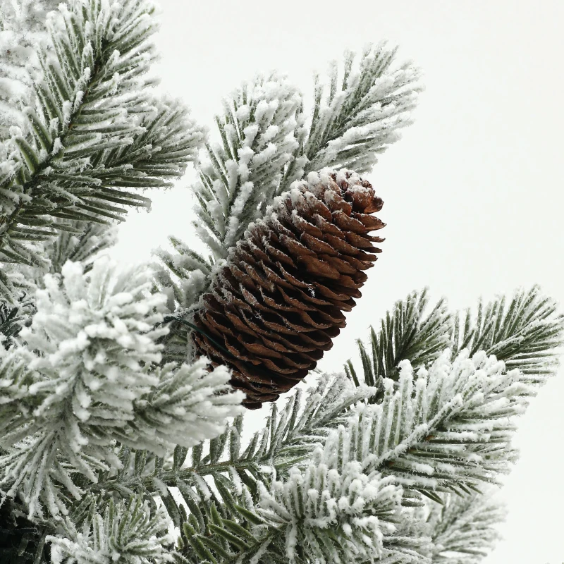 HOMCOM Kerstboom met Dennenappels, Sneeuwbedekt, Vlamvertragend, Stabiel, Ø60 x 100H cm, Groen/Goud(m-7)