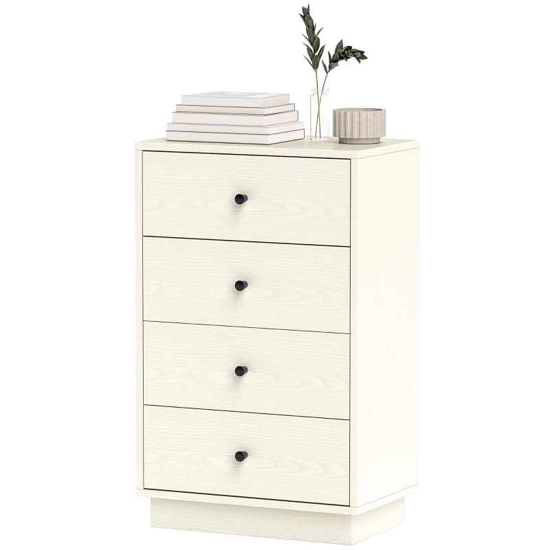 HOMCOM Cómoda para Dormitorio Moderna de 4 Cajones Cajonera Estrecha para Salón Pasillo 47x29x75 cm Blanco