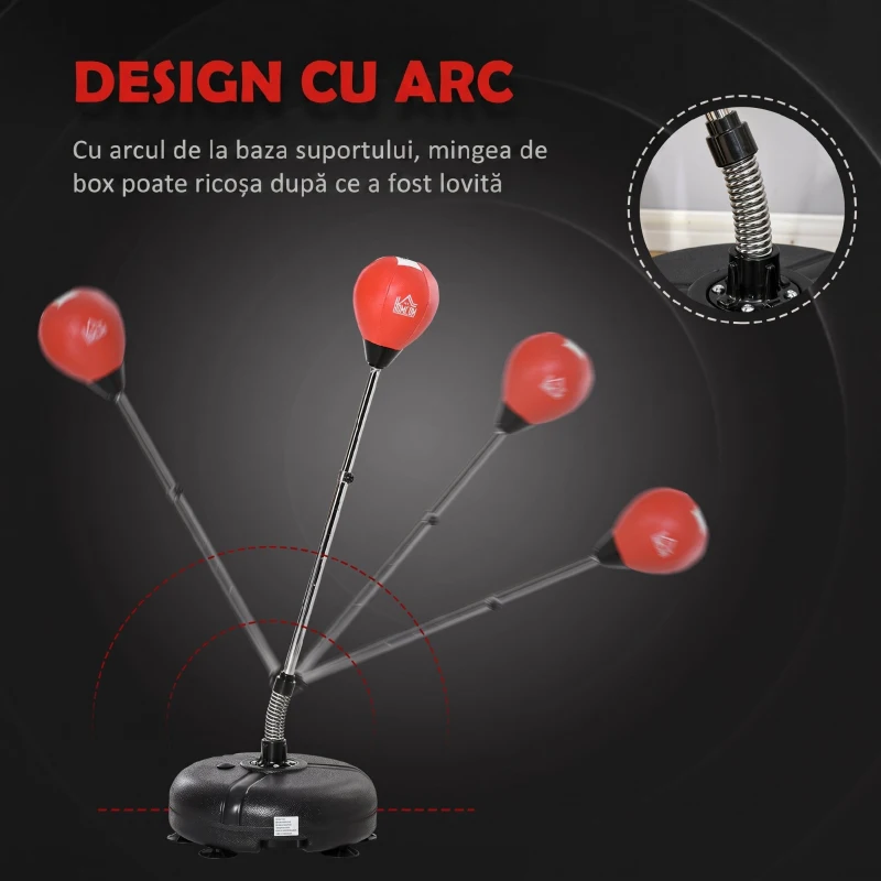 HOMCOM Sac de box cu înălțime reglabilă, mănuși incluse, din PE și metal, 45x45x133-151 cm, roșu