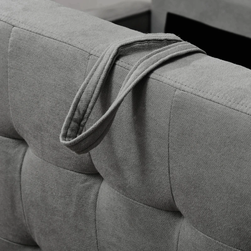 HOMCOM Divano 3 Posti Moderno in Velluto di Ghiaccio con Vano Contenitore e Design Scandinavo, Grigio, 166.5x62x82cm