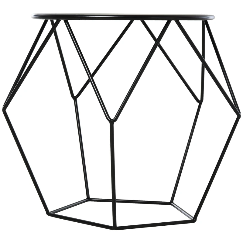 HOMCOM salontafel bijzettafel nachttafel rond opbergruimte metalen mand