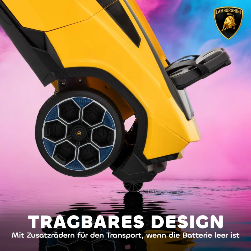 AIYAPLAY 12V elektrische kinderauto – 2,4 GHz afstandsbediening, 2 motoren, LED, muziek, 101,5 x 49 x 43 cm, geel