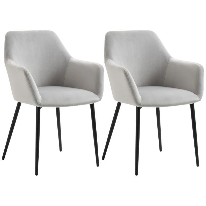 HOMCOM Set Eetkamerstoelen, Comfortabel, 54x57x80 cm, Lichtgrijs