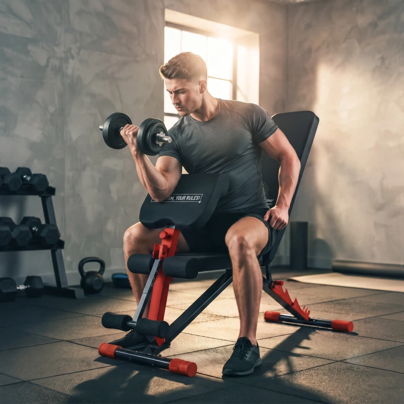 SPORTNOW Banc de Musculation Réglable pour Home Gym, Pliable 300 kg, Incliné/Décliné/Plat, 7 Positions de Dossier