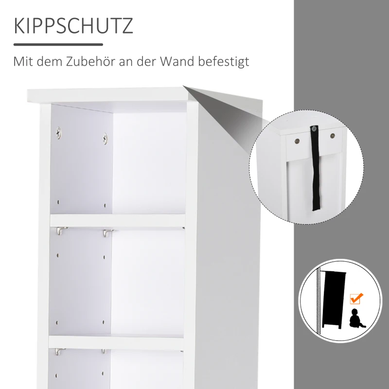 HOMCOM cd-kast cd-rek met 6 vakken staande kast tweedelige set met twee open opbergvakken spaanplaat wit 21 x 22,5 x 88,5 cm
