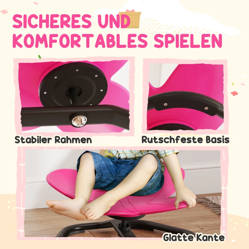 AIYAPLAY Sensorische draaistoel voor kinderen, vlindervorm, bevordert balans en coördinatie, kunststof, metaal, roze