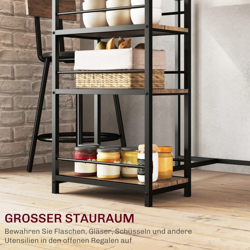 HOMCOM 3-delige eettafelset met bartafel en 2 stoelen, klein keukenset met zijplanken, MDF, metaal, zwart