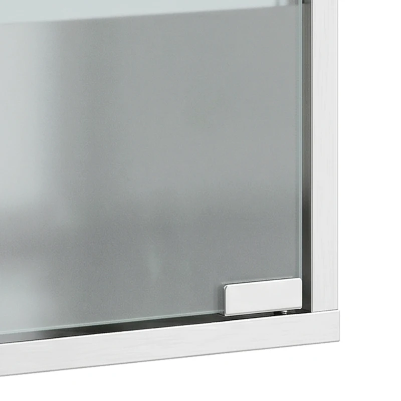 HOMCOM Medicijnkast met slot, 2 sleutels, glazen deur en 6 planken, 48 x 46 x 12 cm, zilver