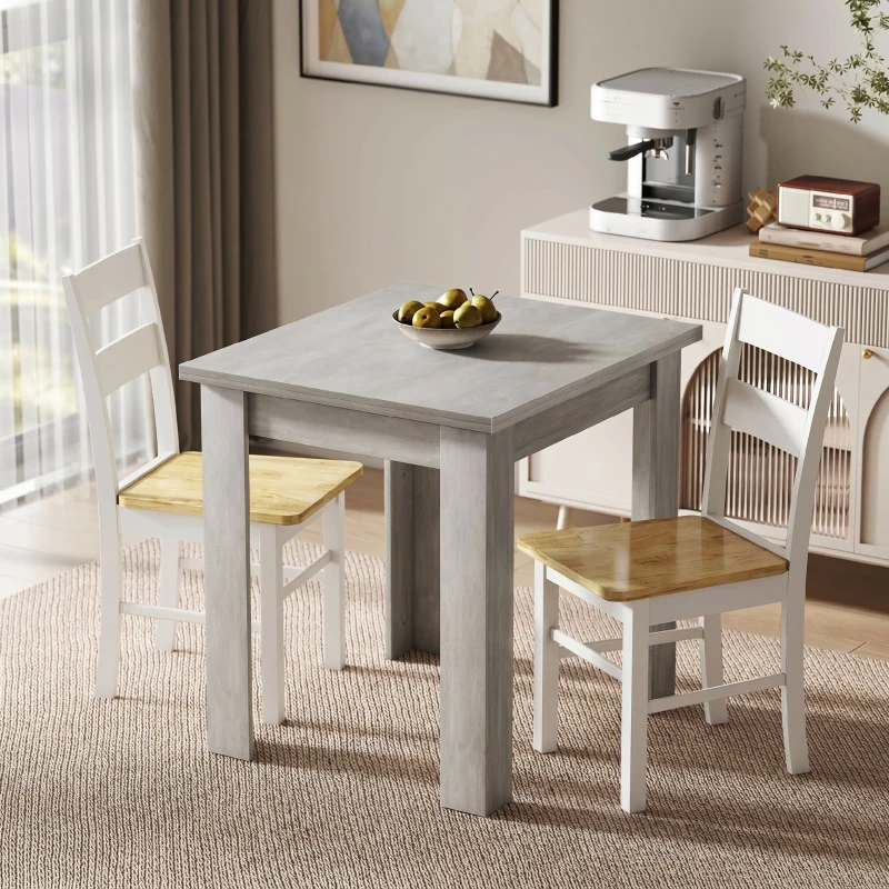 HOMCOM Table à manger extensible rectangle pour 4 à 6 personnes, table de cuisine 70-140 cm, patins en feutre, gris