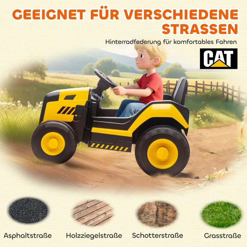 AIYAPLAY Kinder-bouwvoertuig, zitauto voor kinderen, afstandsbediening, handmatige bediening, Bluetooth+muziekfunctie, 3-6 jaar, kunststof, staal, geel