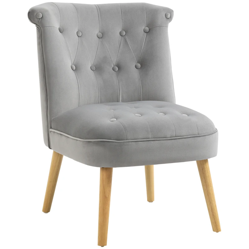 HOMCOM Sedia Moderna per Soggiorno e Sala da Pranzo con Seduta Imbottita e Tessuto Vellutato, 60x66x79 cm, Grigia