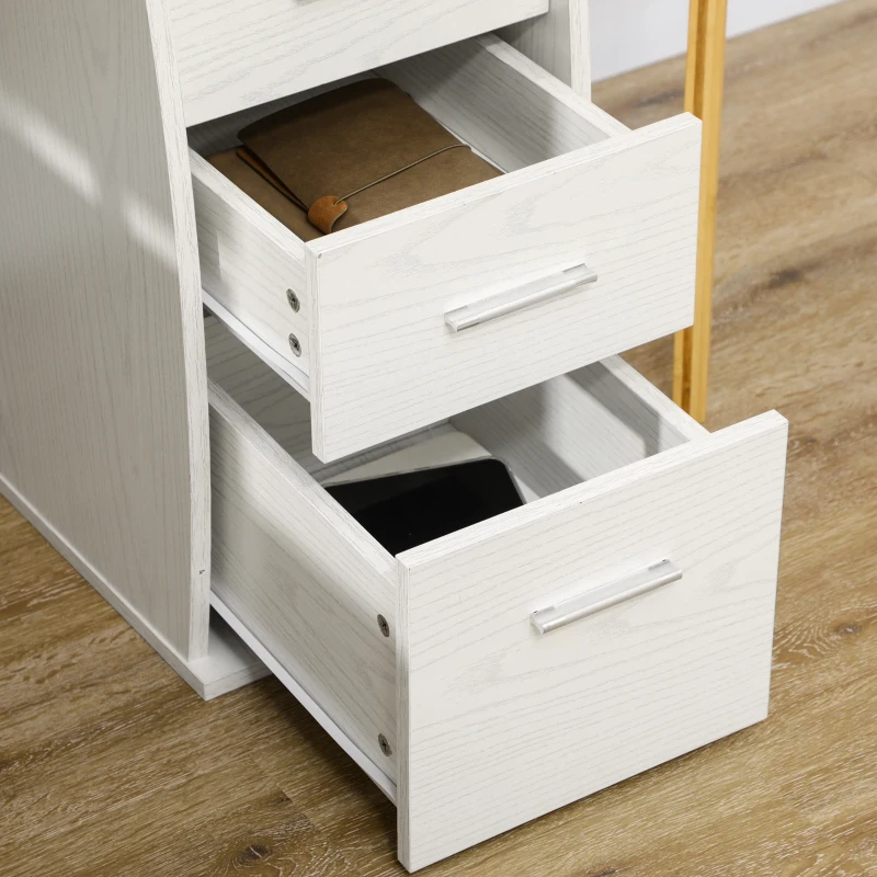 HOMCOM Bureau d'ordinateur, bureau informatique 120 x 55 cm avec plateau pour clavier, 3 tiroirs, pour chambre, domicile, blanc