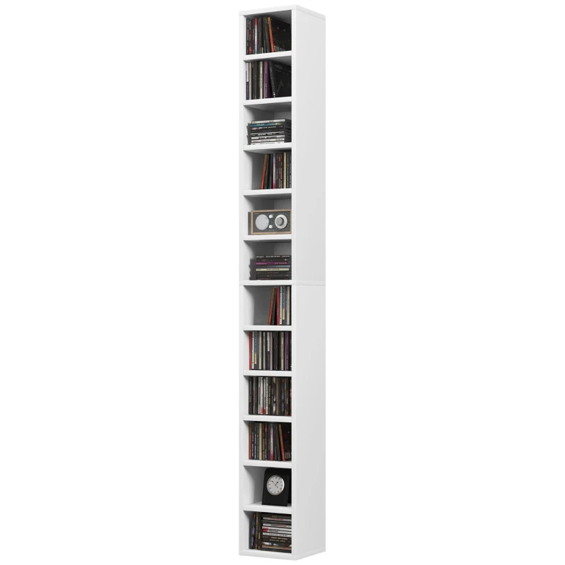 HOMCOM 204 CD Tall Narrow Media Storage Tower - White