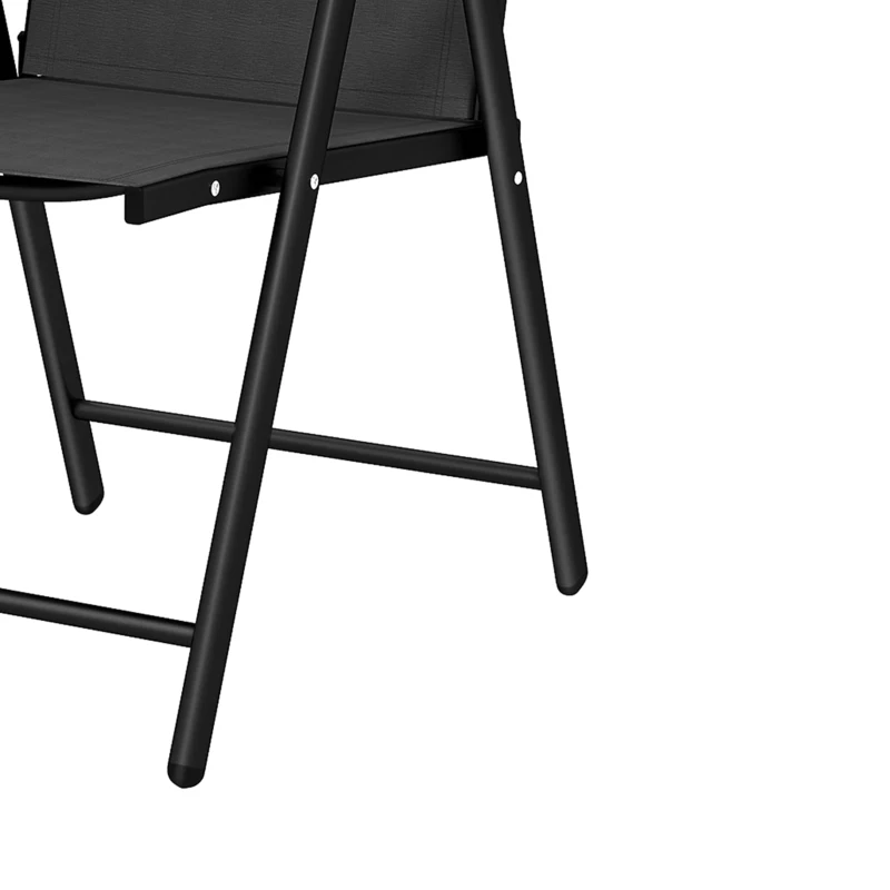 Outsunny Folding Garden Chairs Set of 2, Foldable Garden Dining Chairs with High Back, Armrests, Texteline Seat, Black