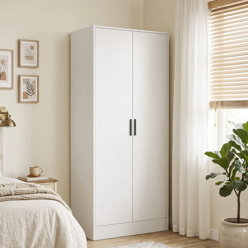 HOMCOM Roupeiro Moderno para Quarto com Barra para Pendurar e Prateleiras 70x37x164 cm Branco
