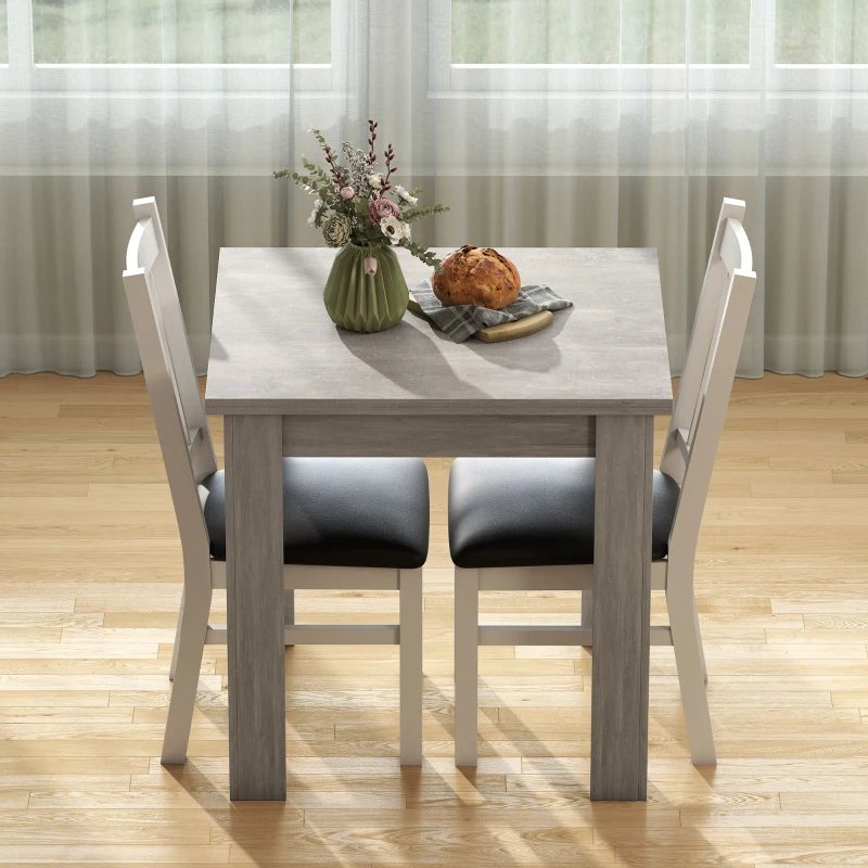 HOMCOM Table à manger extensible rectangle pour 4 à 6 personnes, table de cuisine 70-140 cm, patins en feutre, gris