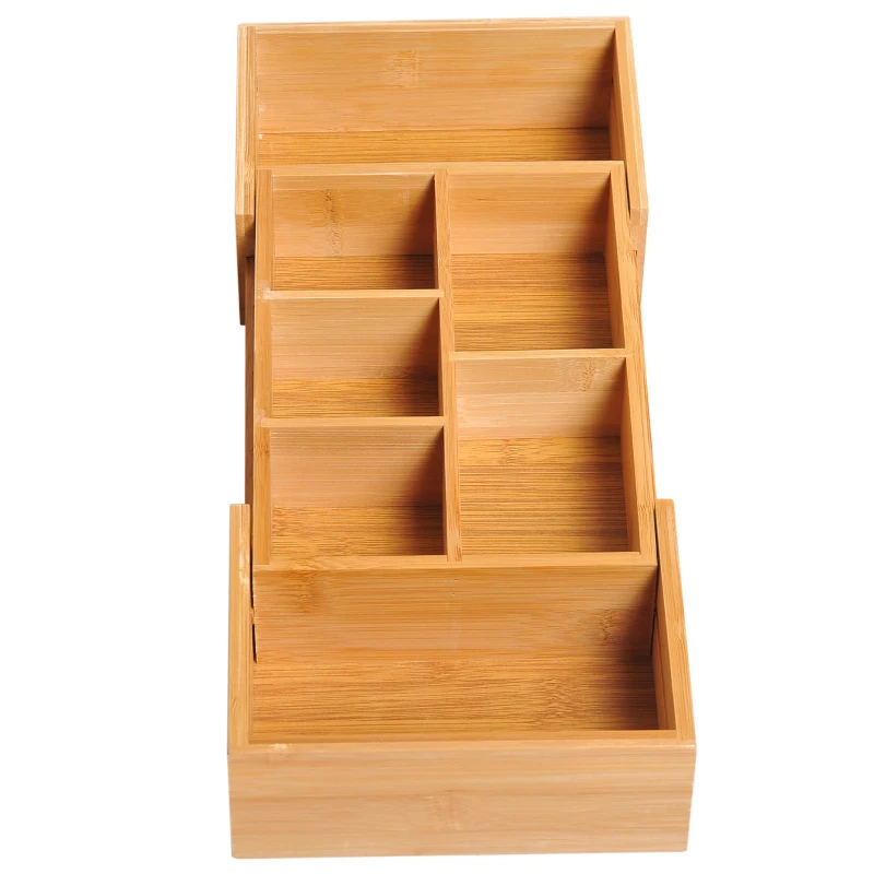 HOMCOM opbergdoos uitschuifbaar organizer box lade organizer bamboe natuur