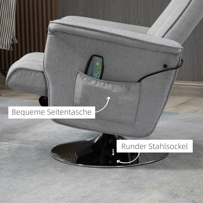 HOMCOM massagestoel met voetenbank, elektrische relaxstoel met ligfunctie(m-6)