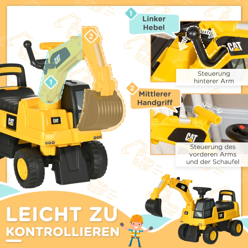 HOMCOM-graafmachine met zitplaats, glijdend voertuig met bak, zitgraafmachine, zitauto