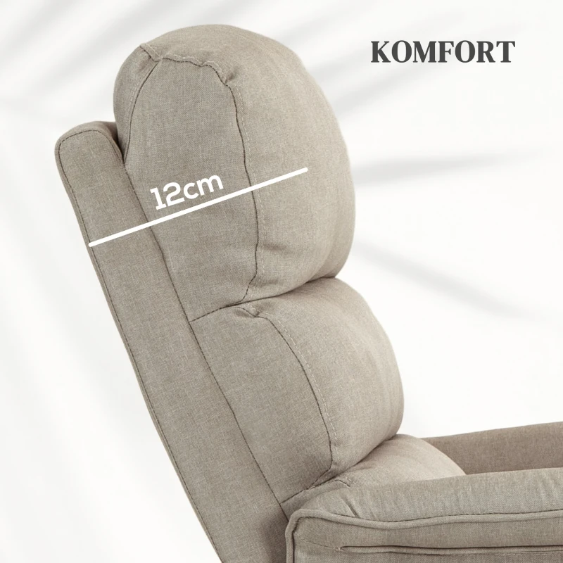 HOMCOM Relaxfauteuil met opsta-ondersteuning, verstelbare rugleuning/voetensteun, tot 120 kg, 66 x 90 x 96 cm, Beige