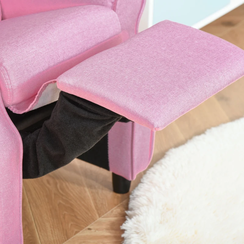 HOMCOM kinderbank kinderbank kinderfauteuil stoel ligbank verstelbaar met voetensteun voor 3-8 jaar jongens en meisjes roze 58x53x70cm