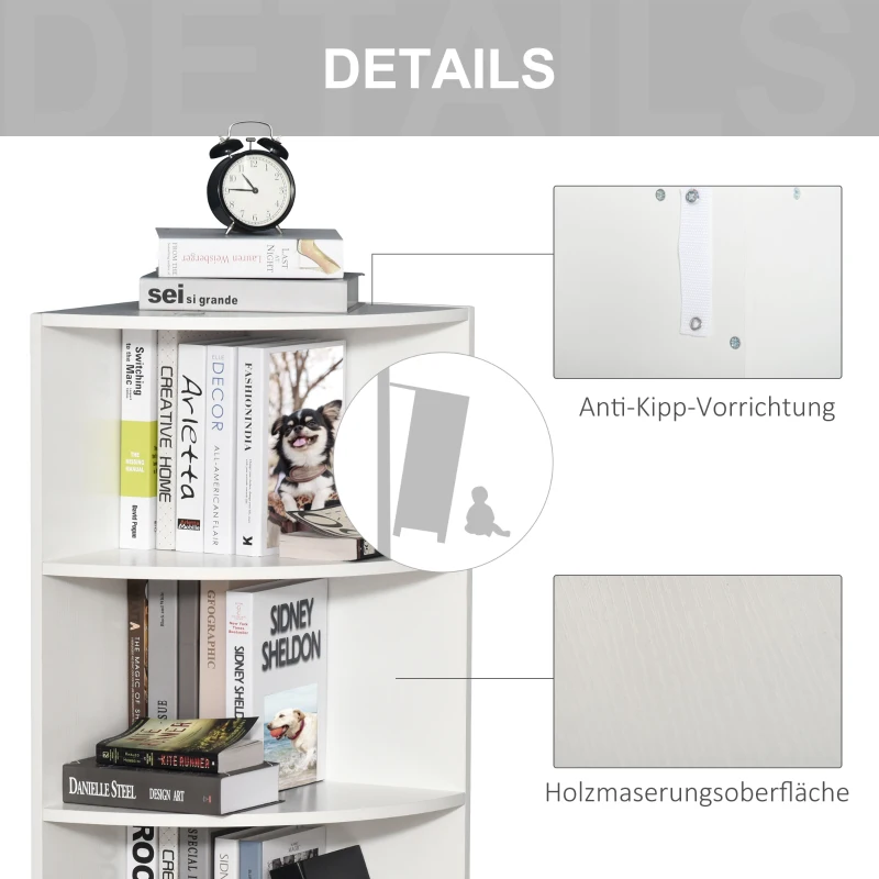 HOMCOM vrijstaande stelling hoekkast boekenkast opbergkast badkamerstelling decoratieve stelling houten stelling 4 vakken