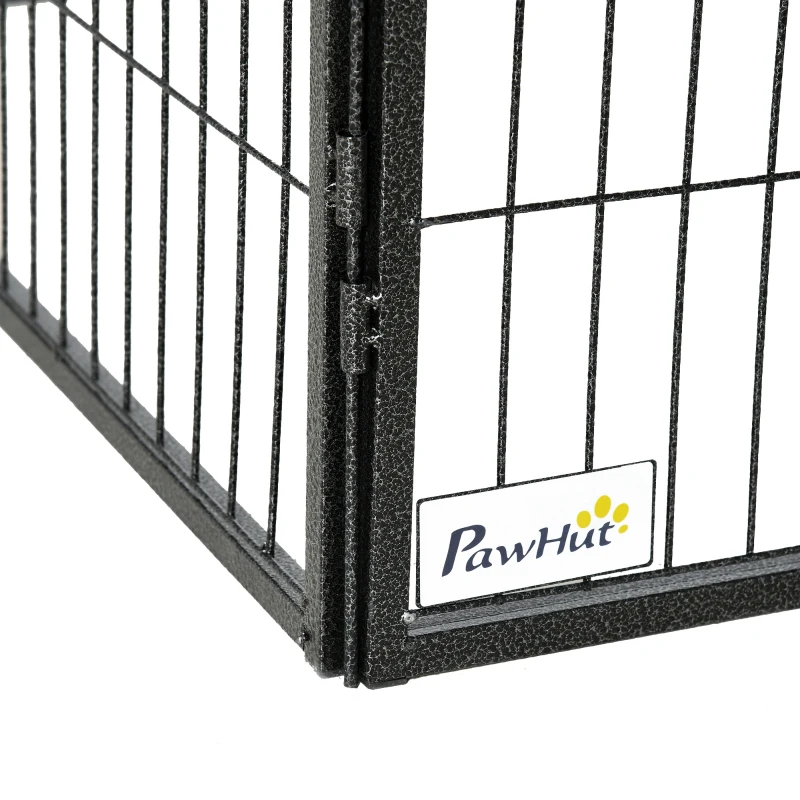 PawHut Huisdieromheining, puppyren, puppyhek, 12 panelen, voor binnen en buiten, zwart