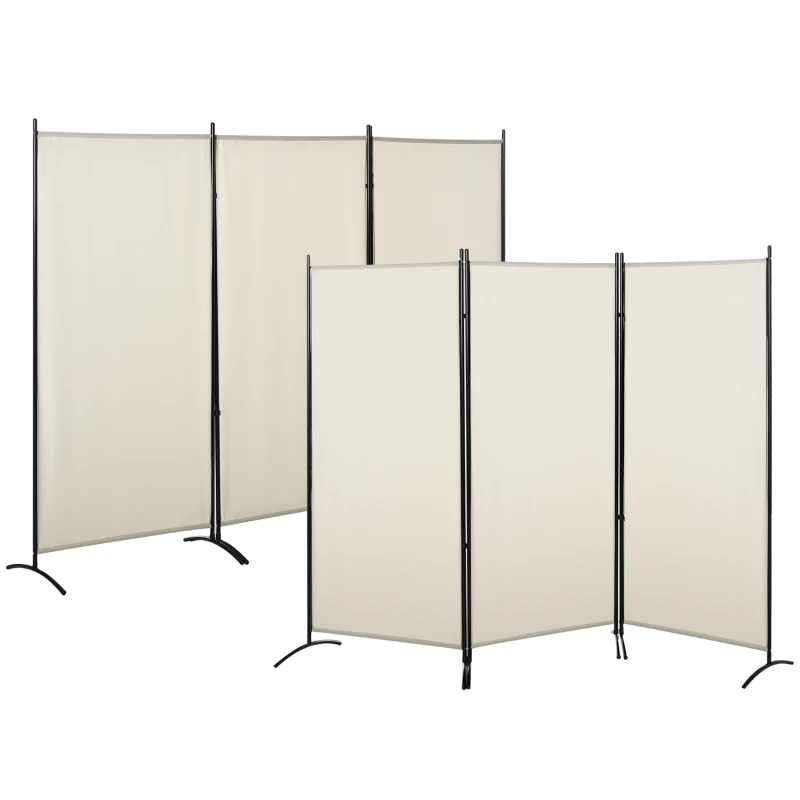 HOMCOM Lot de 2 paravents 3 panneaux dim. 2,53L x 0,5l x 1,82H m Store latéral Brise-Vue paravent sur Pied séparateur métal