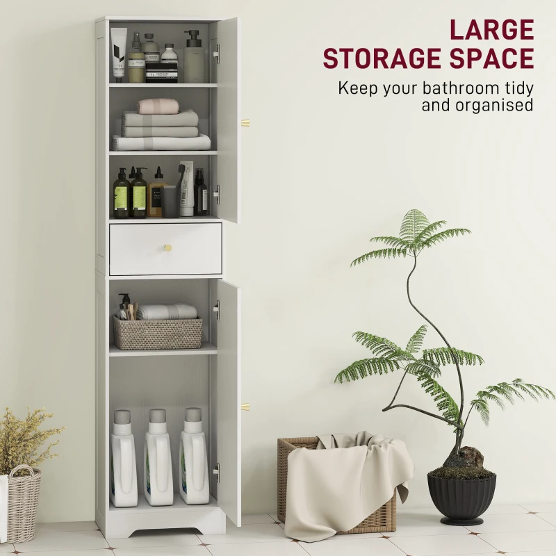 HOMCOM Tall Bathroom Cabinet with Arched Doors - White