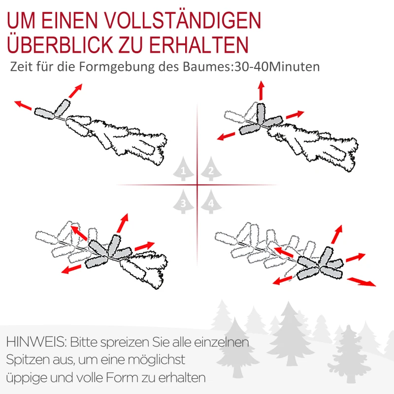 HOMCOM kerstboom, kunstspar, realistische uitstraling, snelle montage, kunststof, groen, 120 x 120 x 180 cm