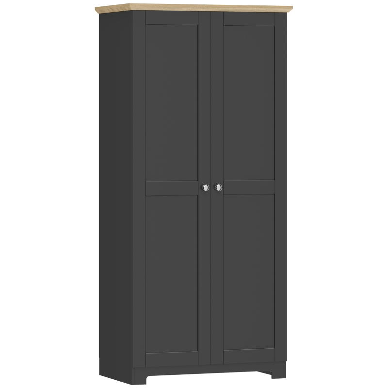 HOMCOM Kitchen Cupboard, 172cm Freestanding Storage Cabinet with Doors and Shelves, Black