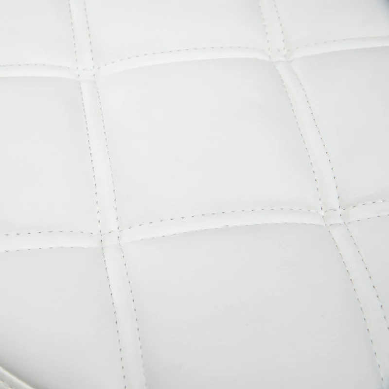 HOMCOM Sgabello Girevole Rotondo con Ruote, Altezza Regolabile e Rivestimento in Finta Pelle, Bianco