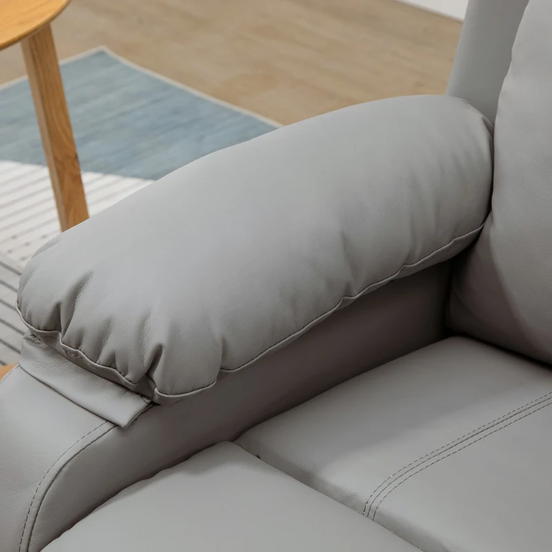 HOMCOM Elektrische opsta-fauteuil, afstandsbediening, kunstleerbekleding, gestoffeerde fauteuil met opsta-functie, Grijs