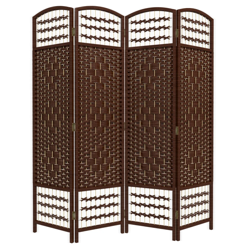 HOMCOM Paravent intérieur en bois séparateur de pièce cloison pliable 4 panneaux 160 x 170 cm marron