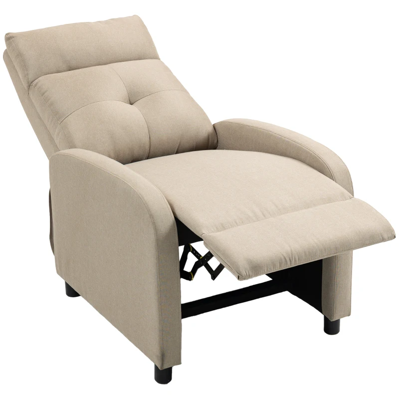 HOMCOM Relaxfauteuil met ligfunctie, uitklapbaar voetgedeelte, pocketvering, tot 150 kg, beige