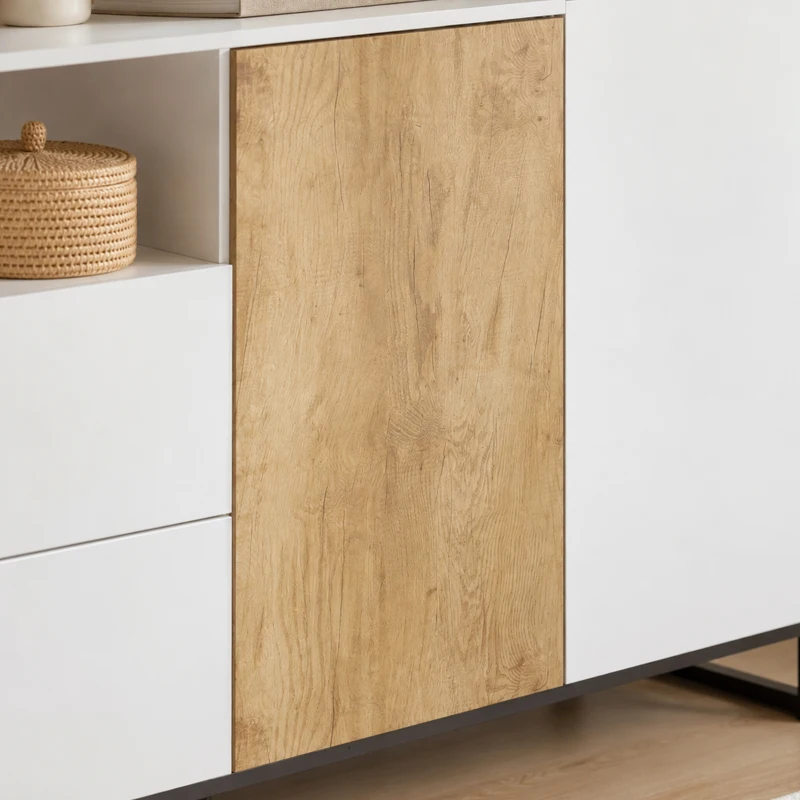 HOMCOM Modern sideboard met 2 soft-close deuren en 2 laden, 140 x 40 x 85 cm, wit