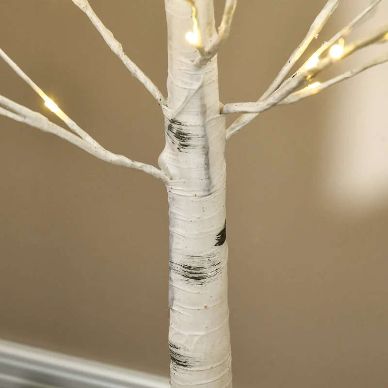 HOMCOM Kunstberk met LEDs, buigzame takken, Kunststof en Metaal, 150 cm, Wit
