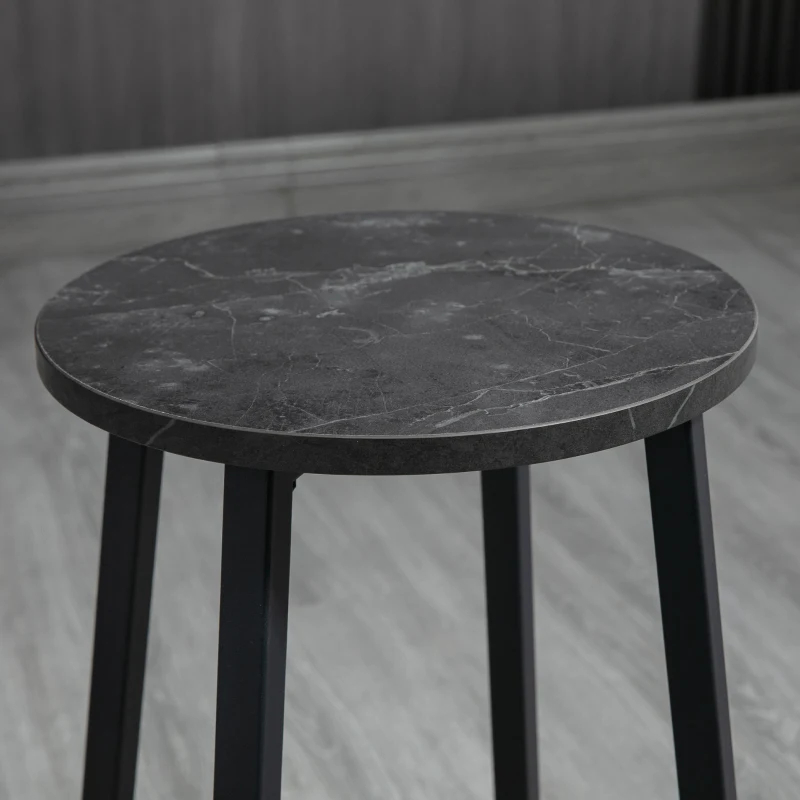 HOMCOM Barset voor 2 personen, 1 tafel met 2 barkrukken, wit marmeren blad, stalen frame(m-9)