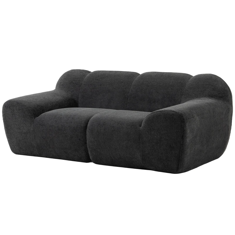 HOMCOM Canapé 2 places en chenille sans structure, assise large, accoudoirs larges, 174x91x61cm, Gris foncé