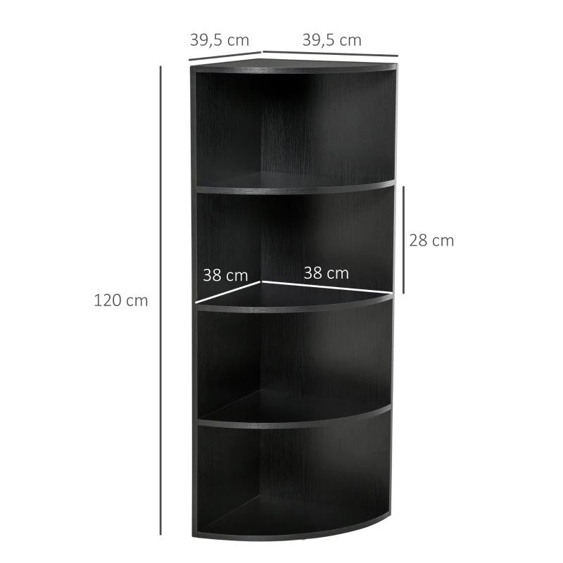 HOMCOM vrijstaande stelling hoekkast boekenkast opbergkast badkamerstelling decoratieve stelling houten stelling 4 vakken