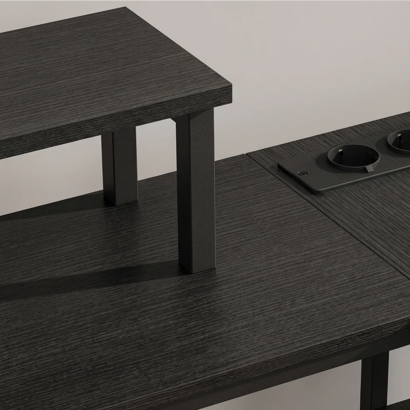 HOMCOM L-vormig bureau, omkeerbaar hoekbureau met lades en planken, 170 cm, zwart