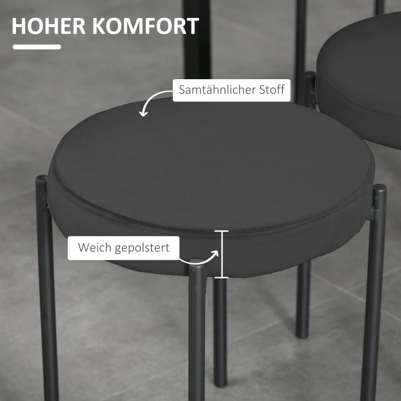HOMCOM Eetkamerstoel Accentstoel Keukenstoelen, 41,5 cm x 41,5 cm x 46 cm, Zwart