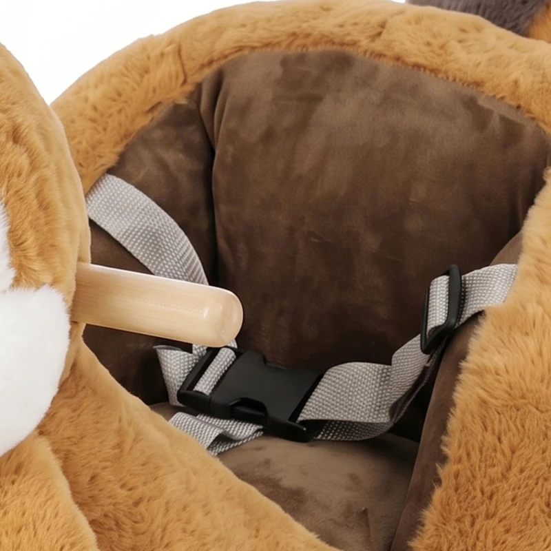 AIYAPLAY Rocking Horse, Stable Plush Ride on Horse Squirrel Design with Animal Sounds, Security Belt for Toddlers 1-3 Y, Brown