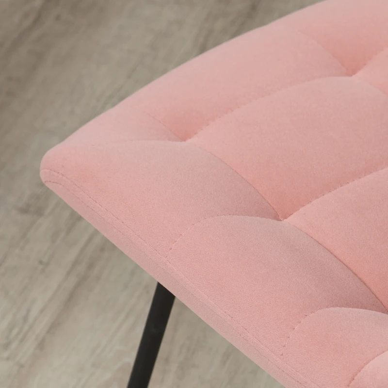 HOMCOM Set van 2 Eetkamerstoelen, Accentstoelen, Keukenstoelen, Retro-Design, Fluweelachtige uitstraling, 50 cm x 61 cm x 79 cm, Roze