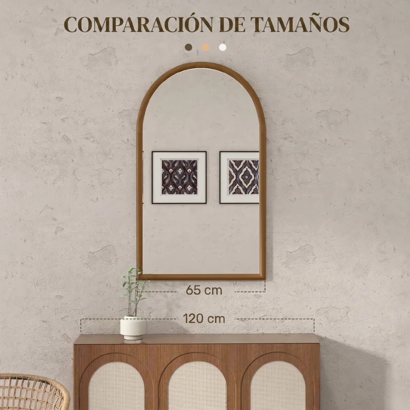 HOMCOM Espejo de Pared 65x110 cm con Marco de Madera en Forma de Ventana Espejo Decorativo para Salón Dormitorio Marrón Oscuro