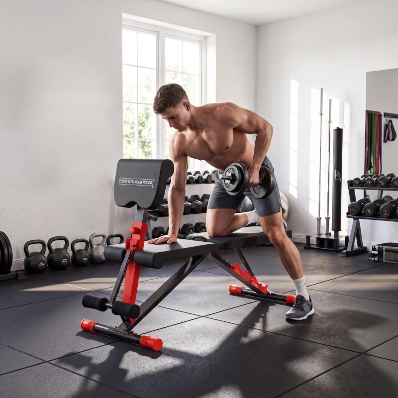 SPORTNOW Banc de Musculation Réglable pour Home Gym, Pliable 300 kg, Incliné/Décliné/Plat, 7 Positions de Dossier