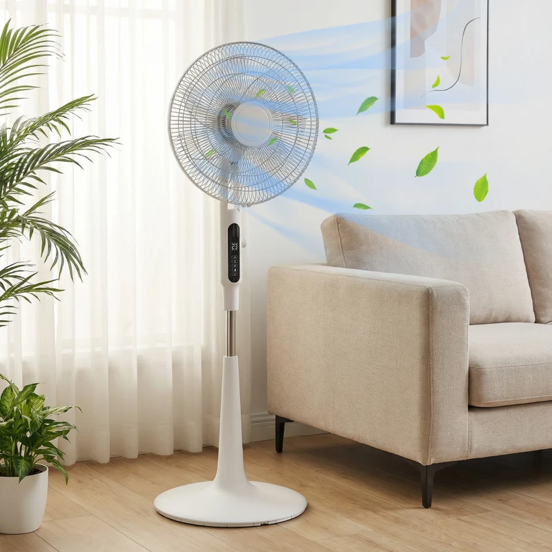HOMCOM Three Mode Pedestal Fan, with Insect Repellant Box and LED Panel - White