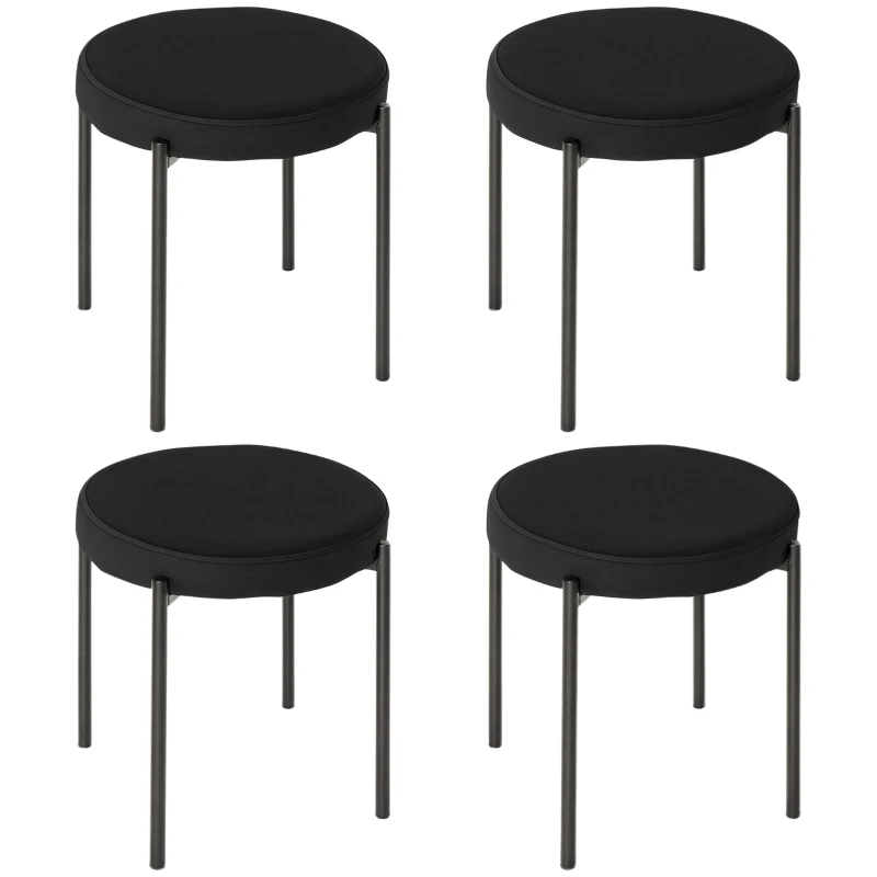 HOMCOM Eetkamerstoel Accentstoel Keukenstoelen, 41,5 cm x 41,5 cm x 46 cm, Zwart
