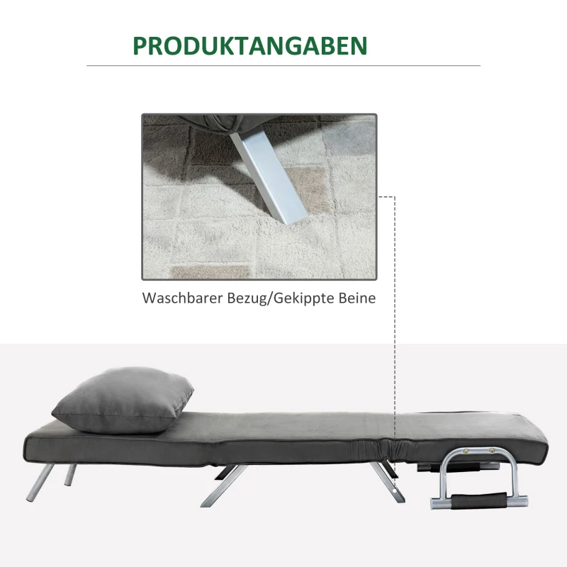 HOMCOM 3-in-1 slaapbank, logeerbed, fauteuil inclusief kussens, zwart